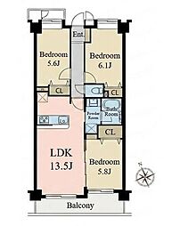 IDコート西船橋 3LDKの間取図画像