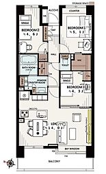 イーストパークス大島セントラルスクエア 3LDKの間取図画像