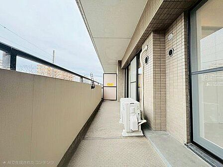 2部屋に面するバルコニーはワイドが広いので洗濯物も充分干せます。日当たりもいいのですぐに乾きそう♪お日様の匂いをたくさん含んだお布団で寝るのは気持ちがいいですよね！