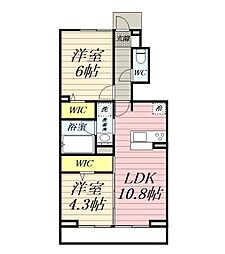 アジュールu 2LDKの間取図画像