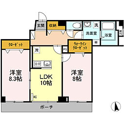 パストラル湘南 2LDKの間取図画像