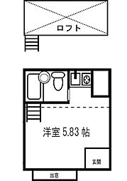 セゾン茅ヶ崎 1Kの間取図画像