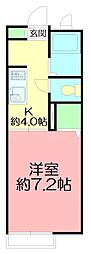 クレールJe茅ヶ崎 1Kの間取図画像