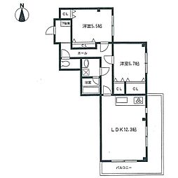 リエス平塚長瀬 2LDKの間取図画像