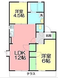 コーポトミールB 2LDKの間取図画像