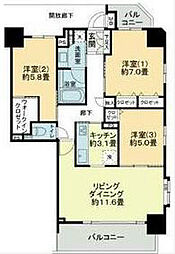 ハピネスレジデンス茅ヶ崎イースト 3LDKの間取図画像