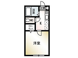 シェル湘南 1Kの間取図画像