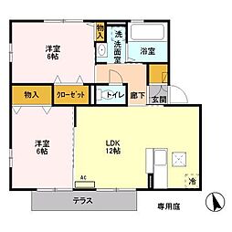 ウィンド東海岸 2LDKの間取図画像