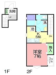 東海岸南ヒルズ 1Kの間取図画像