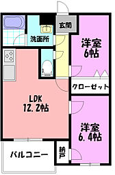 ラルジュテール 2LDKの間取図画像