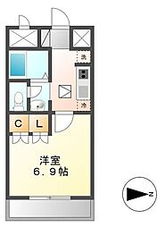 プリムヴェール 1Kの間取図画像