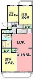 テレパレス辻堂西海岸B棟 3LDKの間取図画像