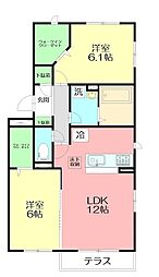 ヴィラ浜見山 2LDKの間取図画像