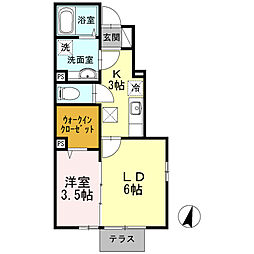 エスポワール鵠沼 1LDKの間取図画像