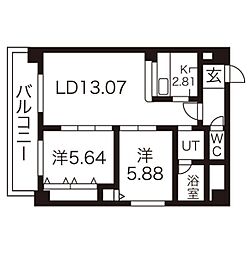 サンクドゥ 2LDKの間取図画像