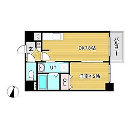 シュクル医大南 1DKの間取図画像