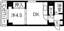 GRANDVIEW中島公園 1DKの間取図画像