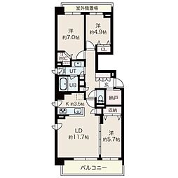 LeCornouilerYamahana 3LDKの間取図画像