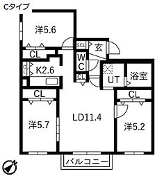 札幌市西区山の手三条3丁目マンション 3LDKの間取図画像