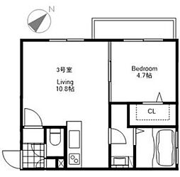 Axis-Will東札幌Sta. 1LDKの間取図画像
