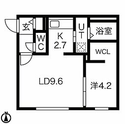 alloggioite 1LDKの間取図画像