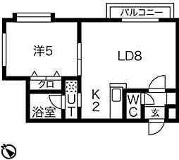 ノヴァ24軒 1LDKの間取図画像