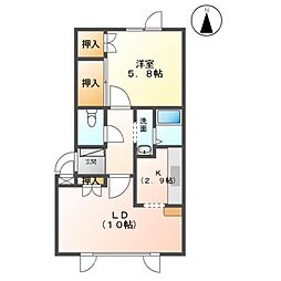 ラ・パークうえさか6 1LDKの間取図画像