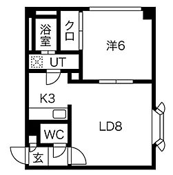 プレミエール二十四軒 1LDKの間取図画像