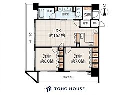 リーガル大阪城東 2LDKの間取図画像