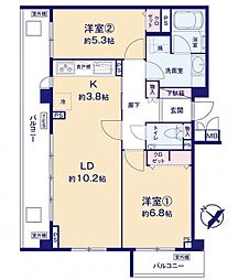 パルテール深沢 2LDKの間取図画像