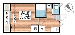 グランデージュFUJIA 1Kの間取図画像