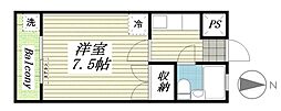 コーポコーベル2 1Kの間取図画像