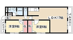 サン・キャッスル岩崎 2LDKの間取図画像