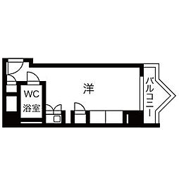 栄マンションN棟 ワンルームの間取図画像