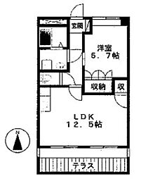 エムトゥルース 1LDKの間取図画像