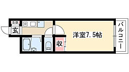 湯口マンション 1Kの間取図画像