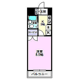 ラフィーネ新宿 1Kの間取図画像