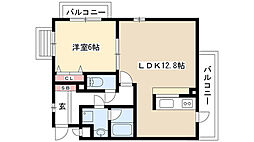 スプリング・ウエル 1LDKの間取図画像