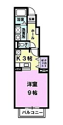 ピュア・トーン 1Kの間取図画像