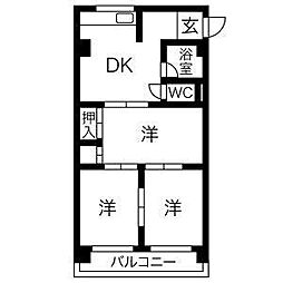 第一協和コーポ 2LDKの間取図画像