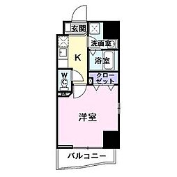 アゲート白壁 1Kの間取図画像