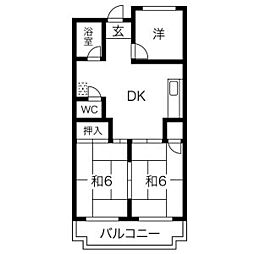 ユーハウスゆたか台 3DKの間取図画像