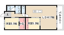 ベルハイツ司 2LDKの間取図画像