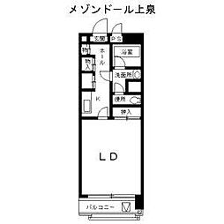 メゾンドール上泉 1Kの間取図画像