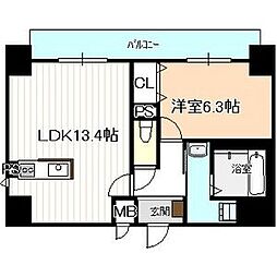 ヴェルドュアルテ 1LDKの間取図画像