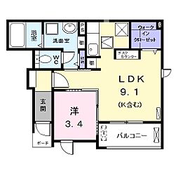 ブルーム 1LDKの間取図画像