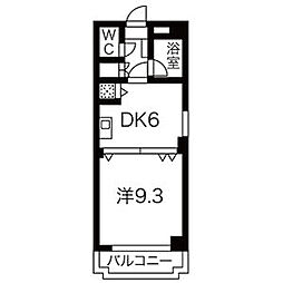 音羽壱番館金山 1DKの間取図画像