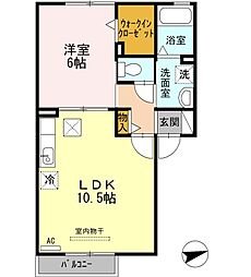 ソレイユ赤坂 1LDKの間取図画像