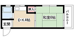 ムーニー若原 1DKの間取図画像