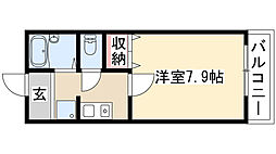 川名ミルキーウェイ 1Kの間取図画像